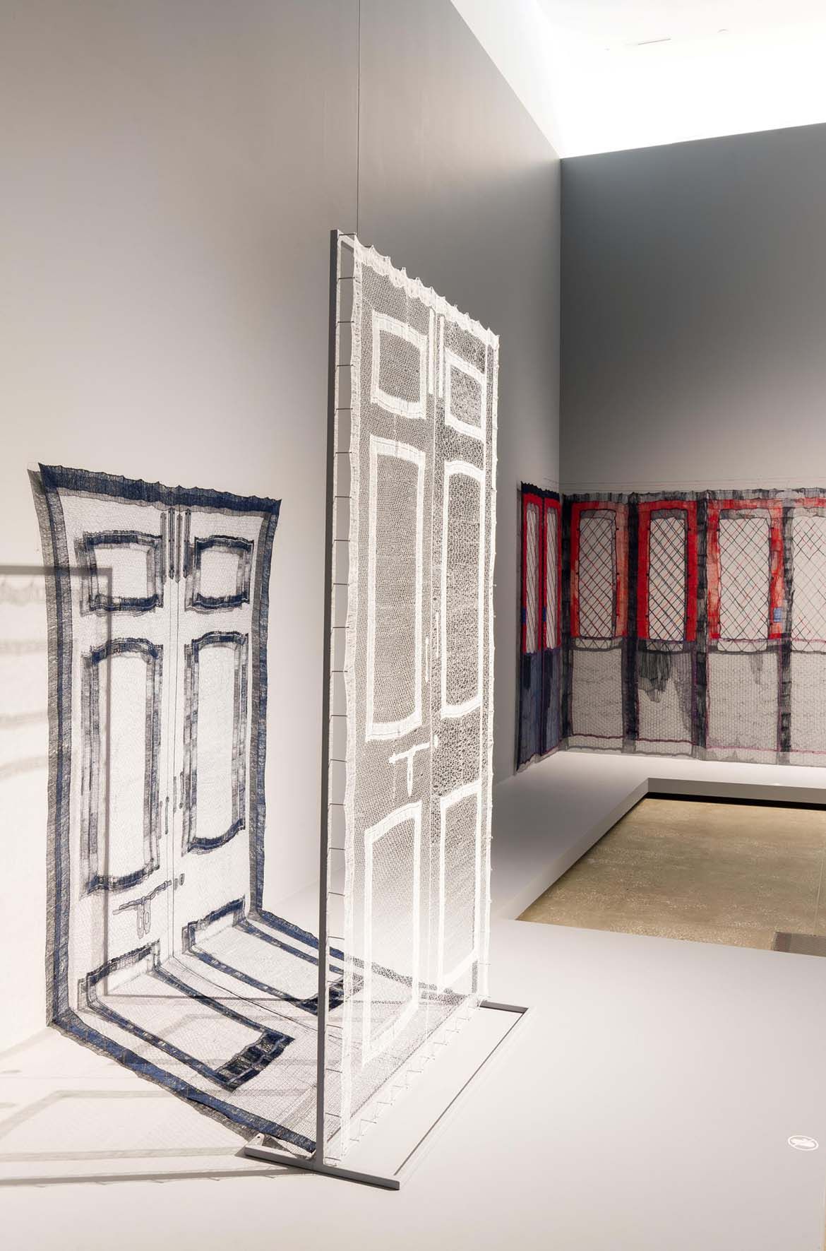 Sumakshi Singh, India b.1980 / Afterlife (Door and shadow) 2020–21 / Thread / 210.8 x 106.7 cm / Purchased 2021 with funds from Tim Fairfax AC through the Queensland Art Gallery | Gallery of Modern Art Foundation / Collection: Queensland Art Gallery | Gallery of Modern Art / © Sumakshi Singh / Photograph: N. Harth © QAGOMA