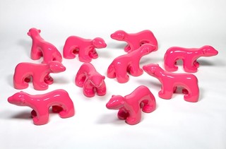 Scott Redford, Australia b.1962 / Michael Littler, Australia b.1964 / My beautiful pink polar bears 2005 / Ceramic / Ten bears: 26 x 25 x 50cm (each) / Gift of the Josephine Ulrick and Win Schubert Foundation for the Arts through the QAG Foundation 2009. Donated through the Australian Government's Cultural Gifts Program / Collection: Queensland Art Gallery | Gallery of Modern Art / © Scott Redford/Copyright Agency