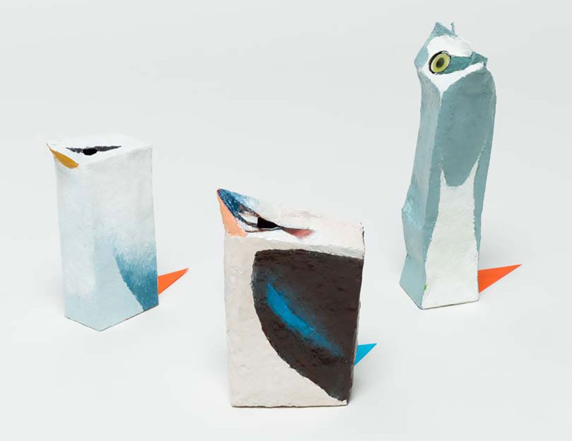 Madeleine Kelly, Germany/Australia b.1977 / Spectra of birds (detail) 2014–15 / Encaustic on cardboard with paper and text / 40 parts / Purchased 2015 with funds from the Josephine Ulrick and Win Schubert Diversity Foundation through the QAGOMA Foundation / © Madeleine Teresa Kelly/Copyright Agency