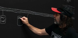 Artist Archie Moore creating kith and kin 2024 at the Gallery of Modern Art (GOMA) / Presented to Queensland Art Gallery | Gallery of Modern Art and Tate by Creative Australia on behalf of the Australian Government 2024 / Collection: Queensland Art Gallery | Gallery of Modern Art / © Archie Moore / Photograph: N Umek © QAGOMA