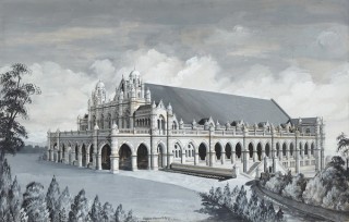 GHM Addison, Australia 1858-1922 / (Architect’s drawing of Exhibition Building, Gregory Terrace) c.1890 / Pen, ink and gouache on light-brown heavy smooth paper / 68 x 109cm; 94 x 134cm (framed) / Acc. 2:0431A / Gift of Herbert S. Macdonald 1958 / Collection: Queensland Art Gallery | Gallery of Modern Art