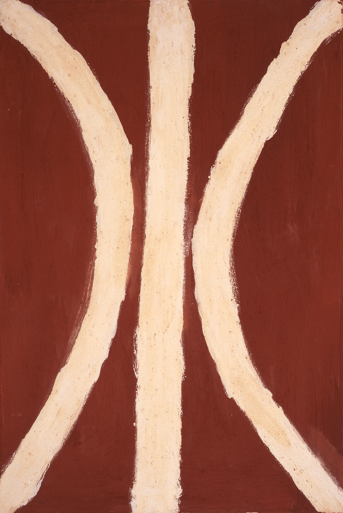 Joe Ngallametta, Kugu-Muminh/Kugu-Uwanh people, Australia 1945-2005 / Kang’khan brother: face 2004 / Natural pigments with PVA fixative on linen / 76 x 52cm / Acc. 2005.196 / Purchased 2005. The Queensland Government’s special Centenary Fund / Collection: Queensland Art Gallery | Gallery of Modern Art / © Estate of Joe Ngallametta, courtesy of the Wik & Kugu Arts Centre, Aurukun