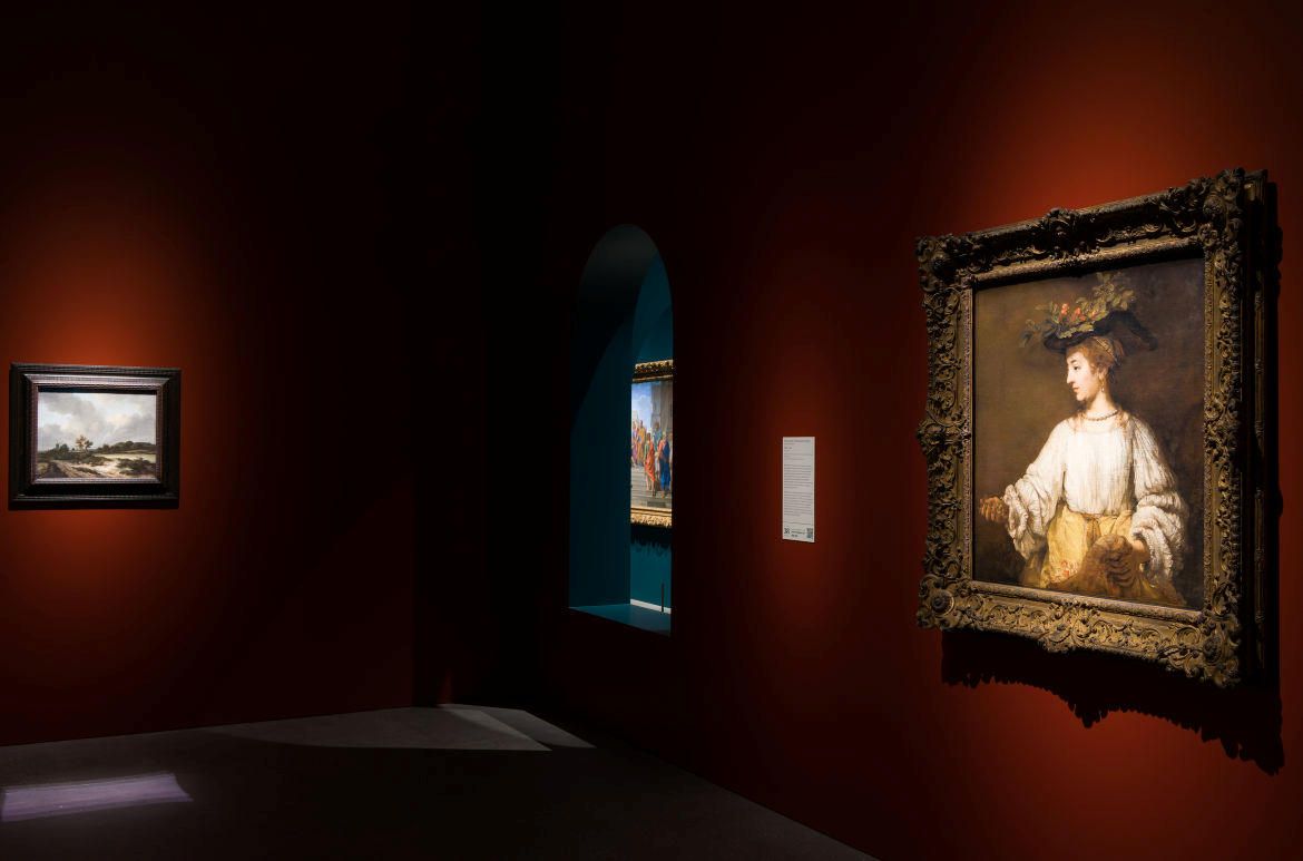 Installation view of ‘European Masterpieces from The Metropolitan Museum of Art, New York’ featuring Rembrandt’s Flora c.1654