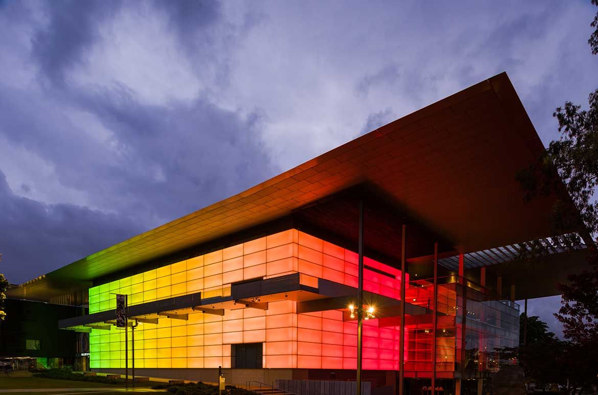 James Turrell, United States, b.1943 / Night Life 2018 / Commissioned 2017 to mark the tenth anniversary of the opening of the Gallery of Modern Art. This project has been realised with generous support from the Queensland Government; Paul, Sue and Kate Taylor; the Neilson Foundation and the QAGOMA Foundation Appeal / Collection: Queensland Art Gallery | Gallery of Modern Art