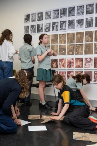 Students installing artwork during final session of Art Academy / Photograph: N Umek © QAGOMA