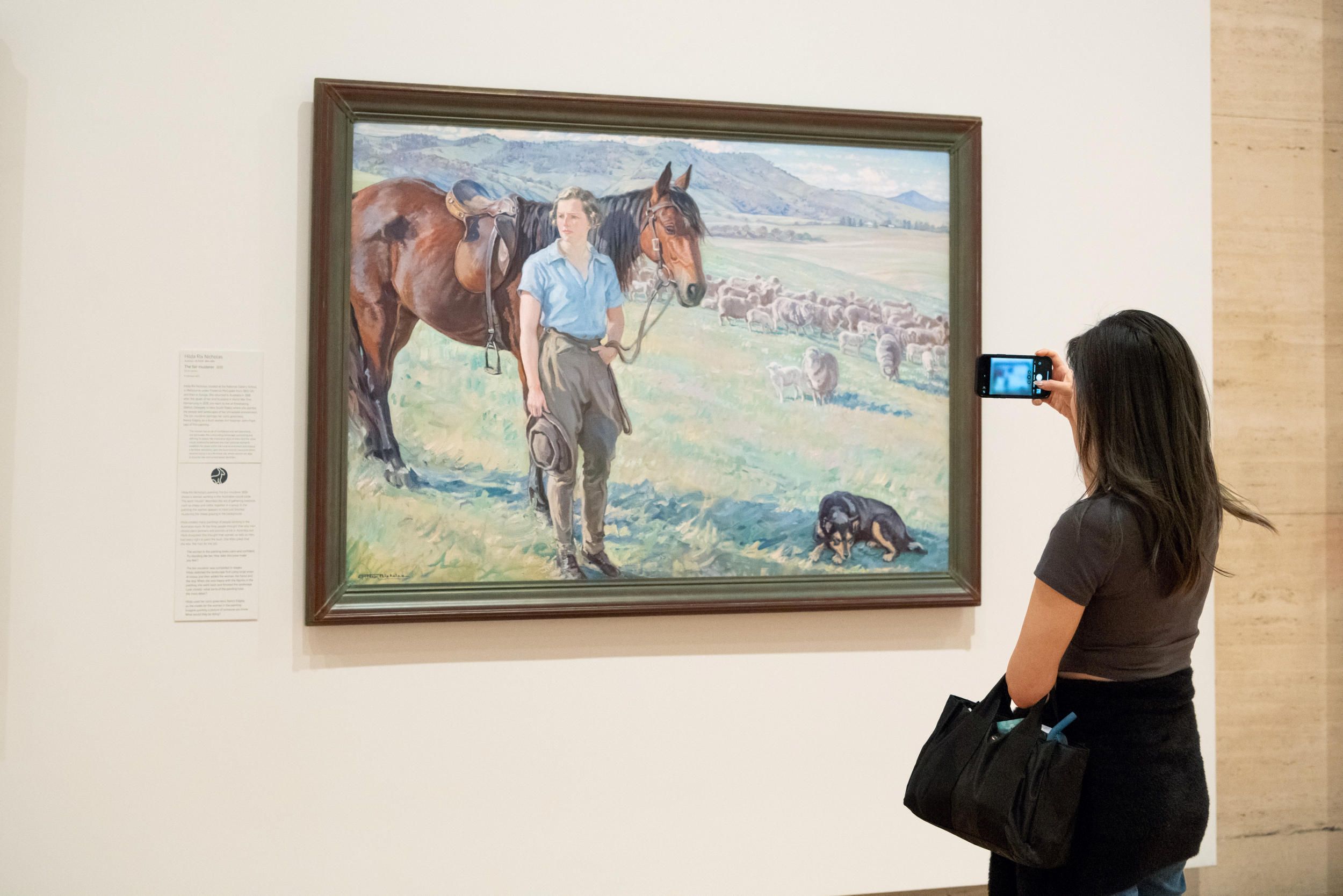 Hilda Rix Nicholas, Australia 1884–1961 / The fair musterer (installation view) 1935 / Oil on canvas / 102.3 x 160.4cm / Purchased 1971 / Collection: Queensland Art Gallery | Gallery of Modern Art © QAGOMA