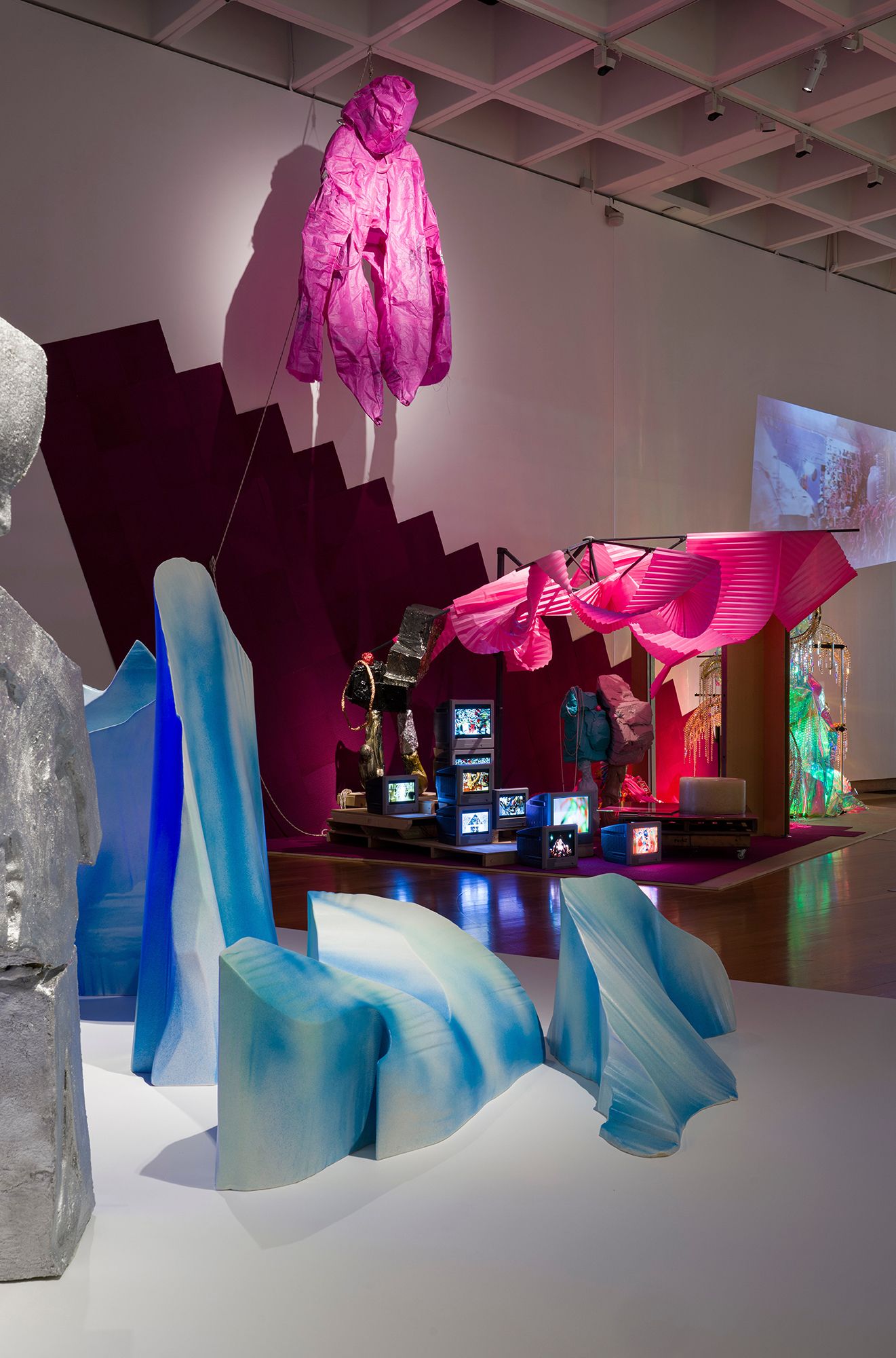 Installation view, ‘Justene Williams: Once We Were Mudskippers’, Queensland Art Gallery, Brisbane, 2026