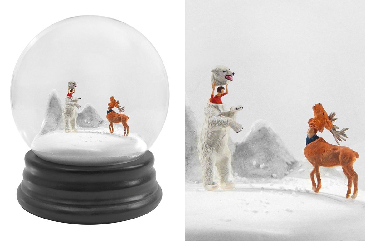Walter Martin, United States b.1953; Paloma Muñoz, Spain b.1965 / Traveler 335 2018 / Snow globe / 19 x 15.2 x 15.2cm / Purchased 2023 with funds from Tim Fairfax AC through the QAGOMA Foundation / Collection: Queensland Art Gallery | Gallery of Modern Art / © Walter Martin and Paloma Muñoz