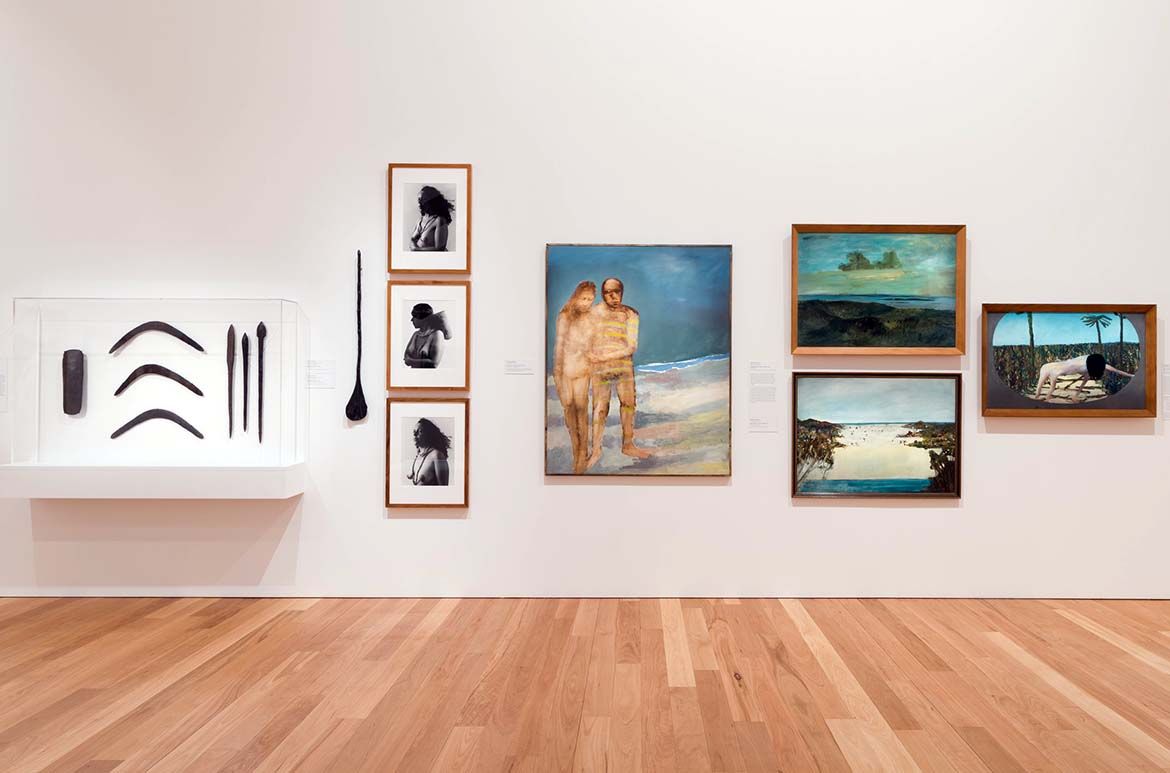 Installation view of QAG’s refurbished Josephine Ulrick and Win Schubert Galleries, showing the original ceiling / Photograph: Natasha Harth