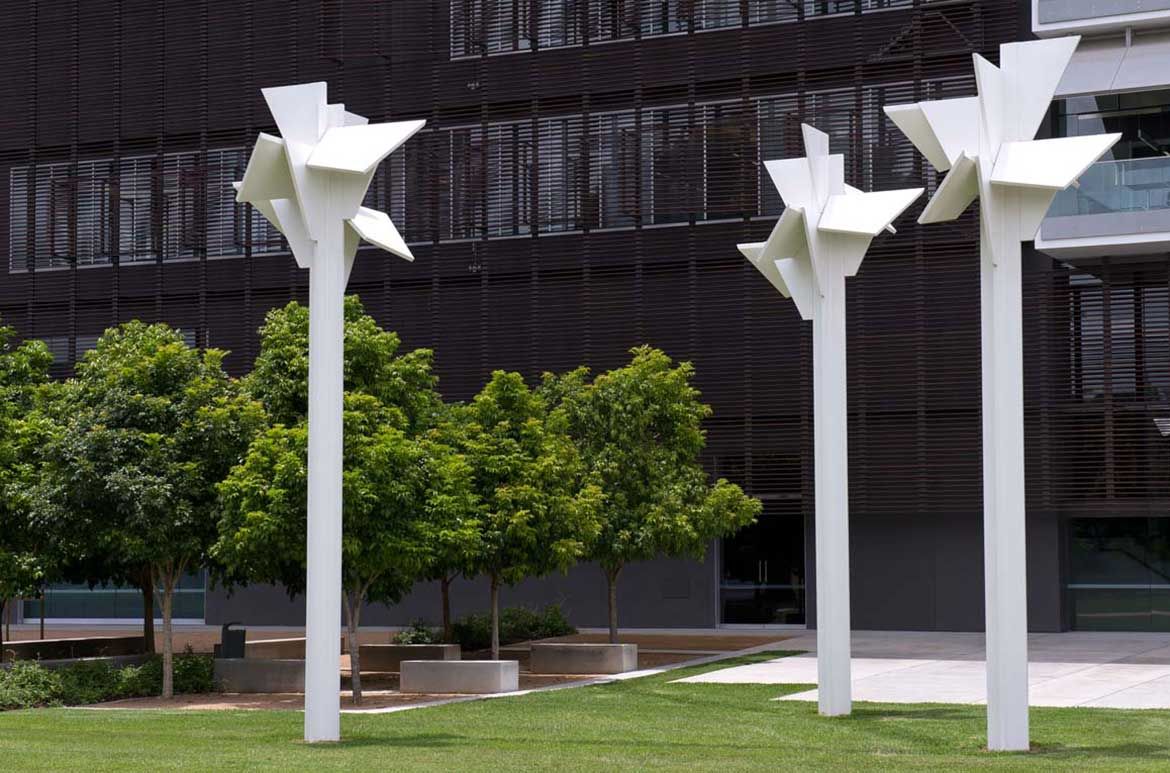 Martin Boyce, United Kingdom b.1967 / We are shipwrecked and landlocked 2008-10 / Polyurethane on aluminium / Three elements: 770cm (high, each) / Gift of Kaldor Public Art Projects (Sydney), the artist and The Modern Institute (Glasgow) with financial assistance from the Queensland Government through Arts Queensland 2010 / Collection: Queensland Art Gallery | Gallery of Modern Art / Installed for ’21st Century: Art in the First Decade’ at the Gallery of Modern Art (GOMA) 18 December 2010 – 26 April 2011 / © Martin Boyce