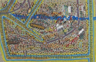 Vincent Serico, Wakka Wakka/Kabi Kabi peoples, Australia 1949-2008 / Carnarvon collision (Big map) 2006 / Synthetic polymer paint on linen / 203 x 310cm / Purchased 2007. QAG Foundation / Collection: Queensland Art Gallery | Gallery of Modern Art / © Vincent Serico