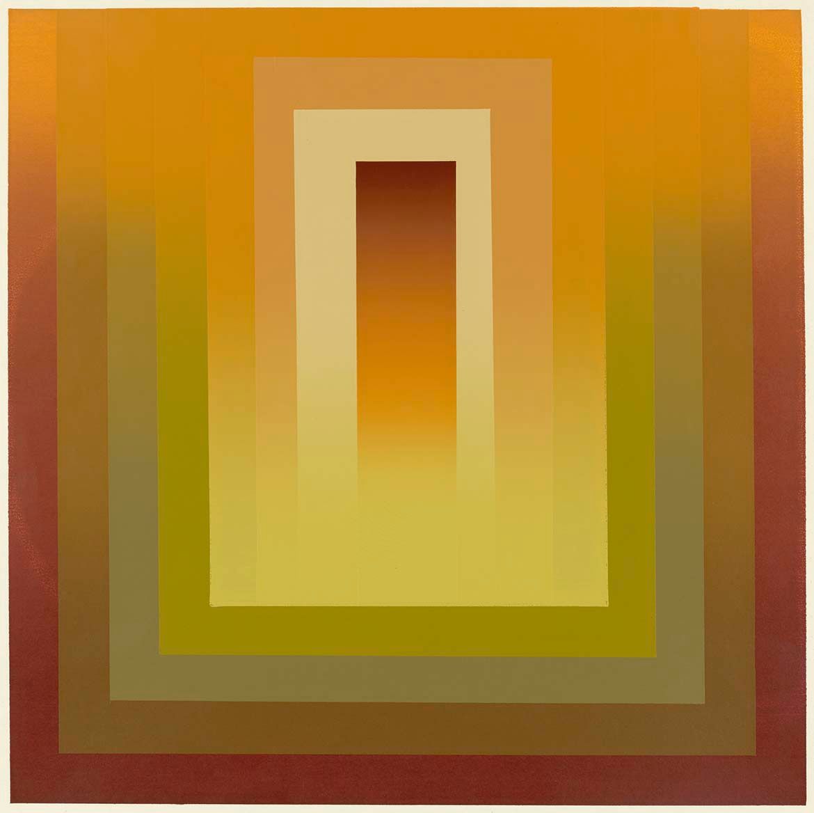 Brigid Cole-Adams, Australia 1938-2015 / Orange rectangle 1973-74 / Screenprint on paper / 41 x 41cm / Purchased 2019 with funds from the Bequest of Helen Dunoon through the QAGOMA Foundation / Collection: Queensland Art Gallery | Gallery of Modern Art / © Brigid Cole-Adams/Copyright Agency