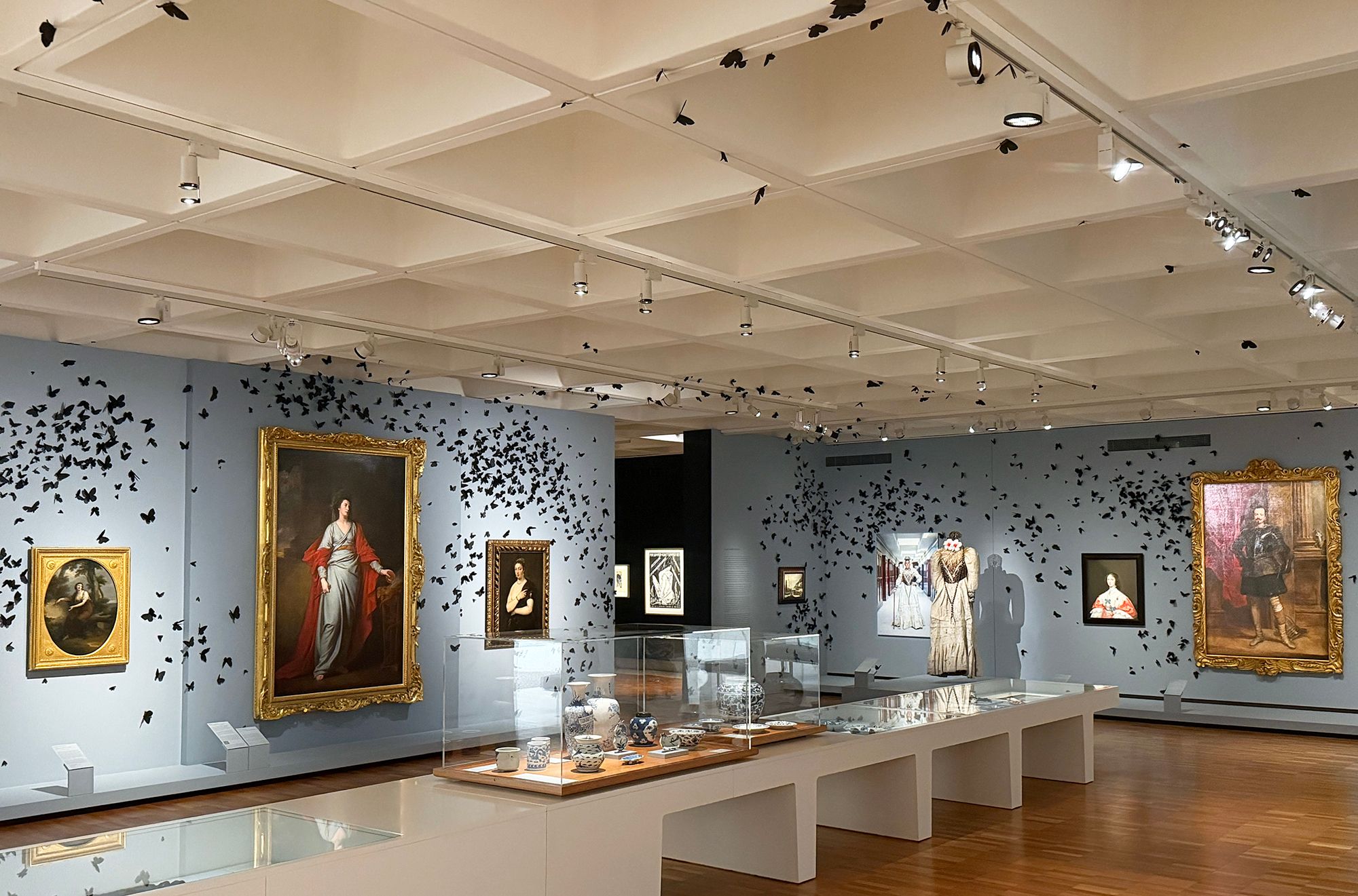 International Art Collection featuring Carlos Amorales’s butterfly and moth installation Black Cloud 2007/2018 / Photograph: E Murray © QAGOMA
