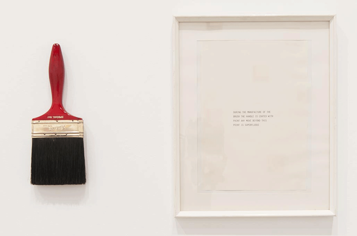 Robert MacPherson, Australia 1937-2021 / THREE PAINTINGS 1981 / Three paintbrushes, three typewritten texts / Collection: The artist / Courtesy: Yuill | Crowley, Sydney / © Estate of Robert MacPherson