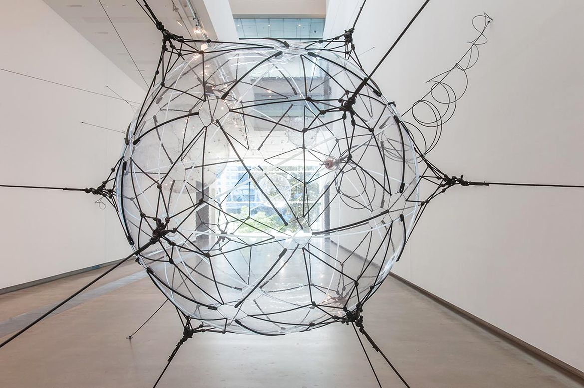 Tomás Saraceno, Argentina b.1973 / Biosphere cluster 2009 / PVC, rope, nylon monofilament, acrylic, Tillandsia plants, air pressure regulator system, hydration system / Purchased 2014 with funds from Tim Fairfax, AC, through the Queensland Art Gallery | Gallery of Modern Art Foundation / Collection: Queensland Art Gallery | Gallery of Modern Art / © Tomás Saraceno