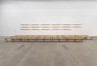 MacPHERSON, Robert Australia b.1937 17 Frog poems (for G.N. & A.W., [who by example] taught the kinder way) 1987-89 Metl-Stik on wood with wood and canvas stretcher beds 17 stretchers: 42.5 x 64.5 x 182cm (assembled, each); 17 boards: 9.2 x 189 x 1.9cm (each) Acc. 1999.129a-ppp Purchased 1999. The Queensland Government’s special Centenary Fund