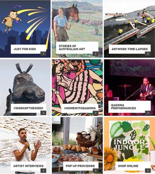 The QAGOMA website homepage refreshed with #homewithQAGOMA highlights