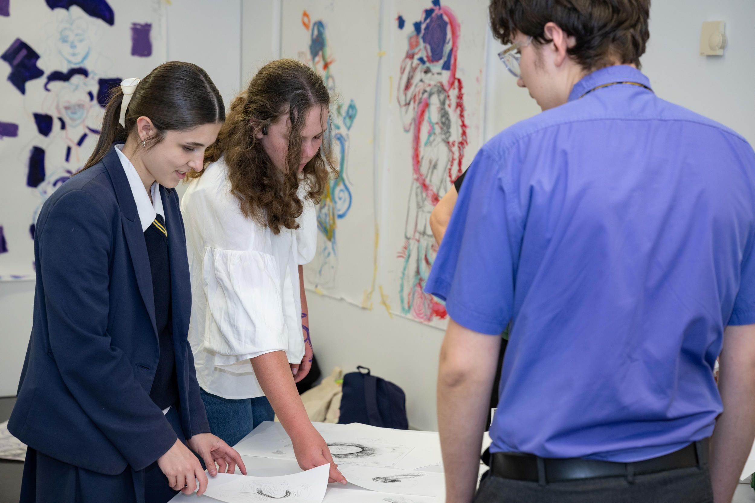 Students installing artwork during final session of Art Academy / Photograph: N Umek © QAGOMA