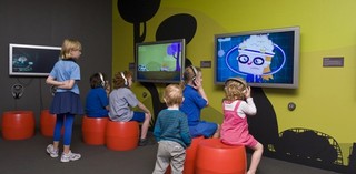 Young visitors view animations by Alex Dron as part of The Next Big Thing: New Zealand Film and Animation for Kids | Photograph: Ray Fulton