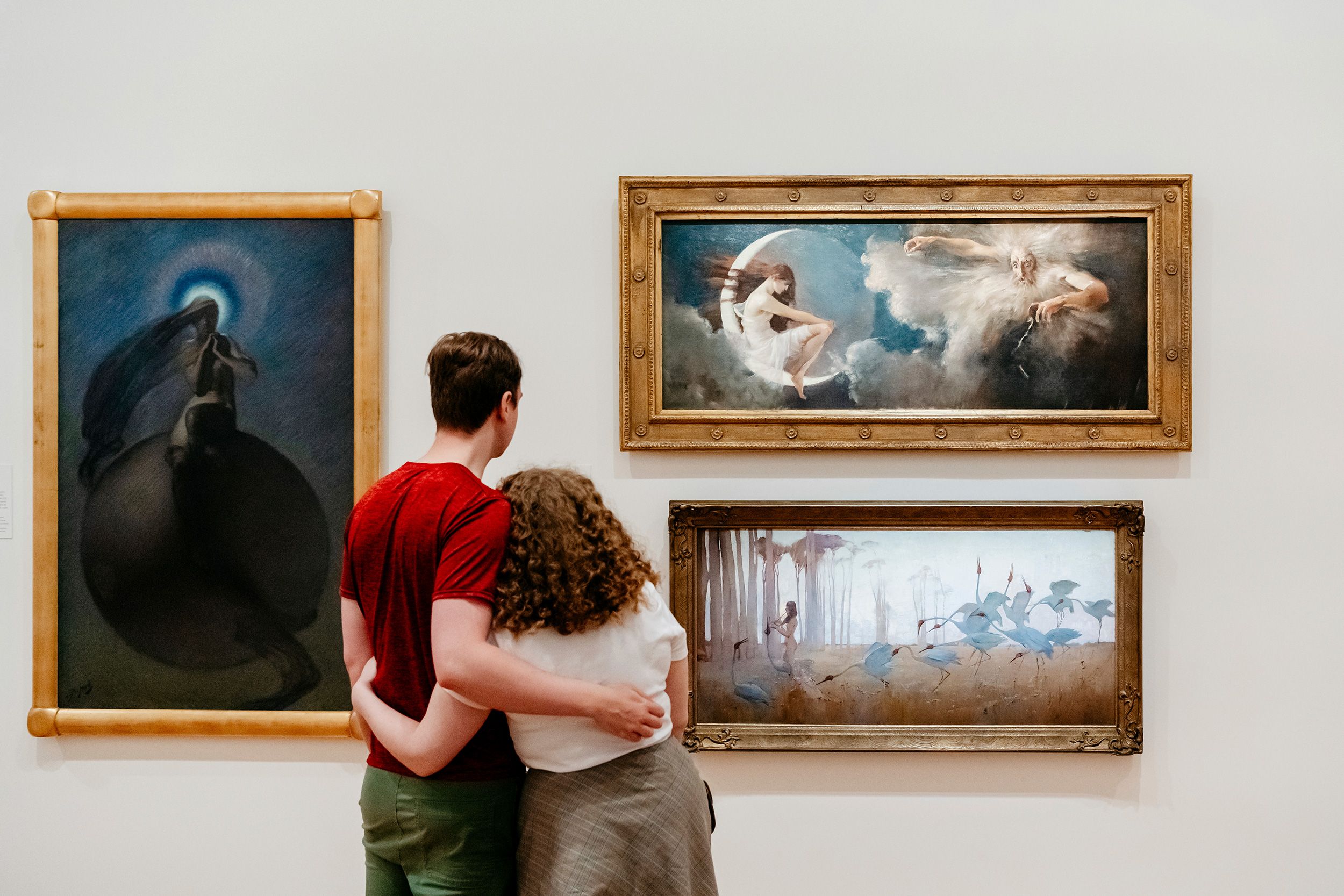 Visitors view works on display in the Josephine Ulrick & Win Schubert Galleries (Galleries 10, 11, 12 and 13) at Queensland Art Gallery