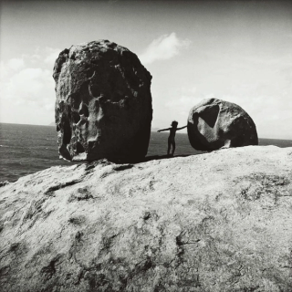 Max Pam, Australia b.1949 / Balancing rocks with seascape off Bowen (from ‘Journeys north’ portfolio) 1986 / Gelatin silver photograph on paper / 28.5 x 28.4cm (comp.) / Acc. 1987.173.004 / Purchased 1987 with the financial assistance of the Australian Bicentennial Authority to commemorate Australia’s Bicentenary in 1988 / Collection: Queensland Art Gallery | Gallery of Modern Art