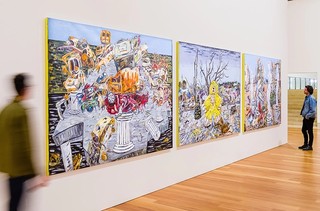 George Gittoes Victory triptych: Bridge of Death Irpin; Russian Bear; Through the Glass 2020 on view in the Australian Art Collection