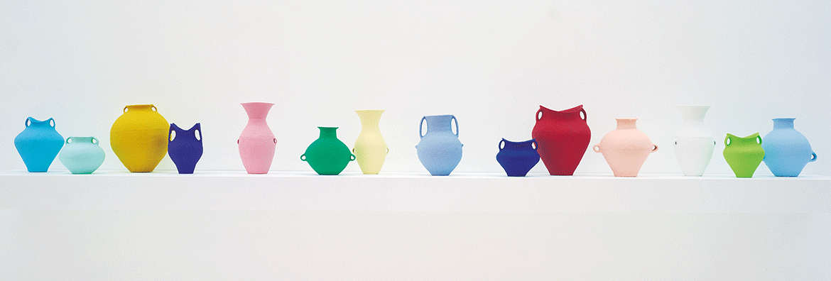 Ai Weiwei, China b.1957 / Painted vases 2006 / Synthetic polymer paint on ceramic (Neolithic period) / 14 pieces / / Purchased 2006. The Queensland Government’s GOMA Acquisitions Fund / Collection: Queensland Art Gallery | Gallery of Modern Art / © Ai Weiwei