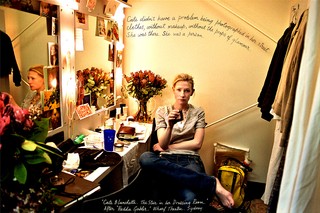 William Yang, Australia b.1943 / Cate Blanchett. The Star in Her Dressing Room. After Hedda Gabler. Wharf Theatre, Sydney 2004 / Digital print / Courtesy: The artist / © William Yang