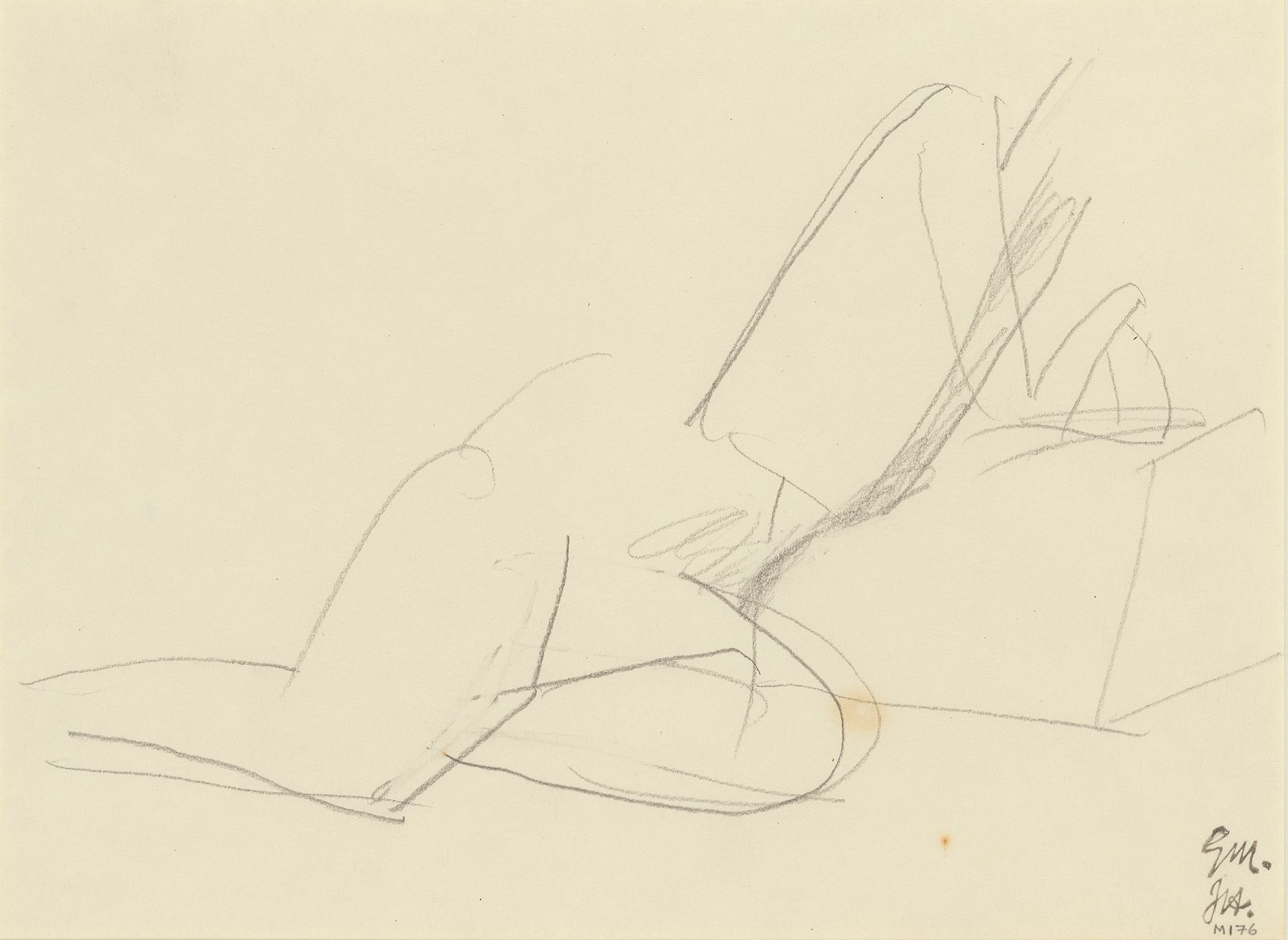 Godfrey Miller, Australia 1893–1964 / (Resting figure) c.1923-33 / Pencil on paper / 18 x 25cm (sight) / Gift of Anne Regan through the QAG Foundation 1999. Donated through the Australian Government's Cultural Gifts Program / Collection: Queensland Art Gallery | Gallery of Modern Art / © The Estate of the late John Henshaw