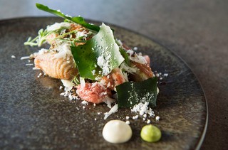 GOMA Restaurant main ‘The sky is falling’ –
chicken, avocado, macadamia, figs, sprouts, and herbs / Photograph: Chloe Callistemon © QAGOMA