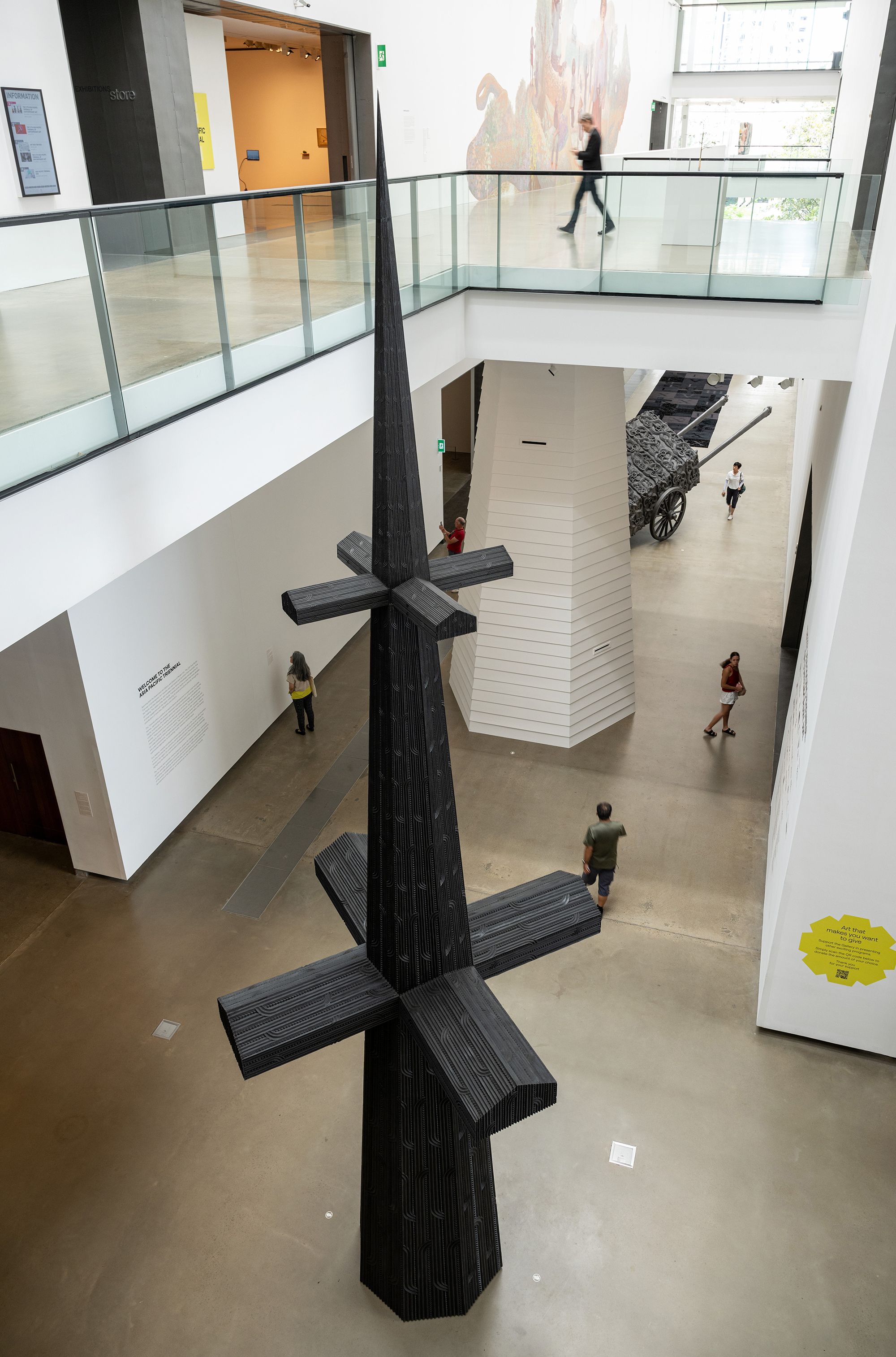 Brett Graham’s monumental installation Tai Moana Tai Tangata 2024 installed in 'The 11th Asia Pacific Triennial of Contemporary Art', Gallery of Modern Art / © Brett Graham / Photograph: C Callistemon © QAGOMA