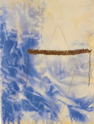 Judy Watson / Waanyi people / Australia b.1959 / driftnet 1998 / Pigment, synthetic cord, stringybark twine on canvas / 180.0 × 136.0 cm / Purchased, 1999 / National Gallery of Victoria, Melbourne
