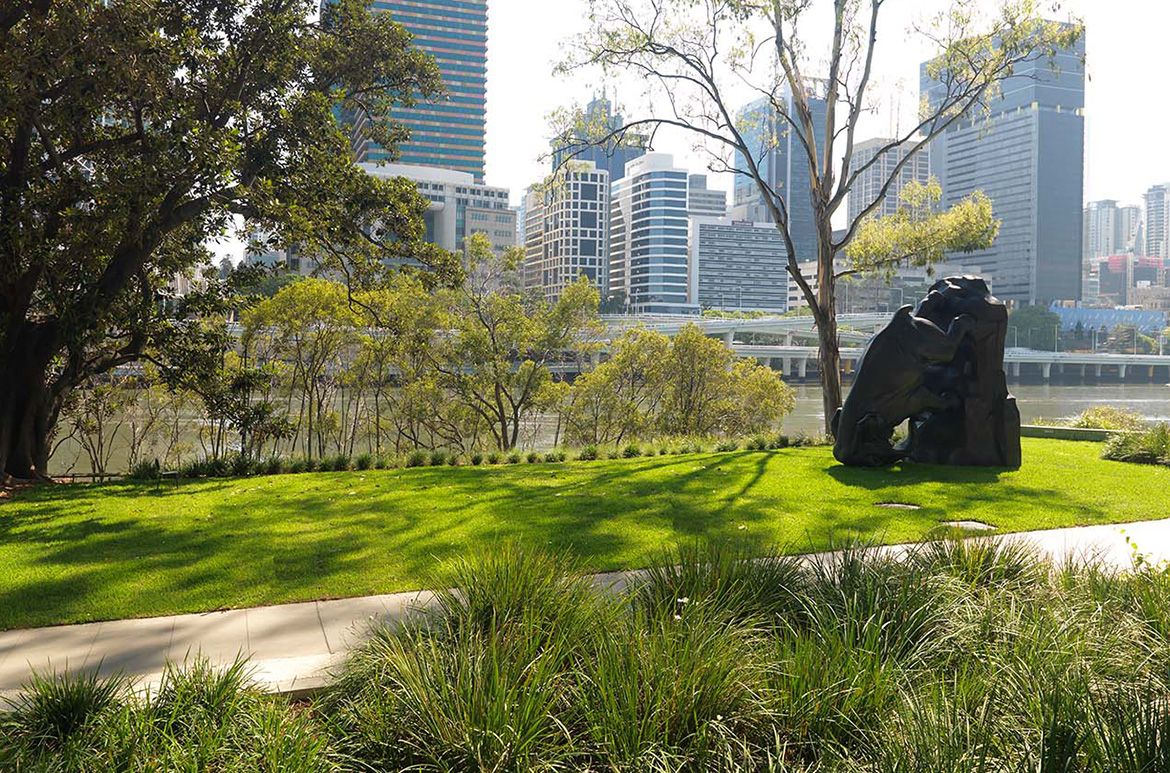 Michael Parekowhai, Ngāti Whakarongo, New Zealand b.1968 / The World Turns 2011-12 / Bronze / 488 x 456 x 293cm (approx.) / Commissioned 2011 to mark the fifth anniversary of the opening of the Gallery of Modern Art in 2006 and twenty years of The Asia Pacific Triennial of Contemporary Art / This project has received financial assistance from the Queensland Government through art+place Queensland Public Art Fund, and from the QAG Foundation / Collection: Queensland Art Gallery | Gallery of Modern Art / © Michael Parekowhai