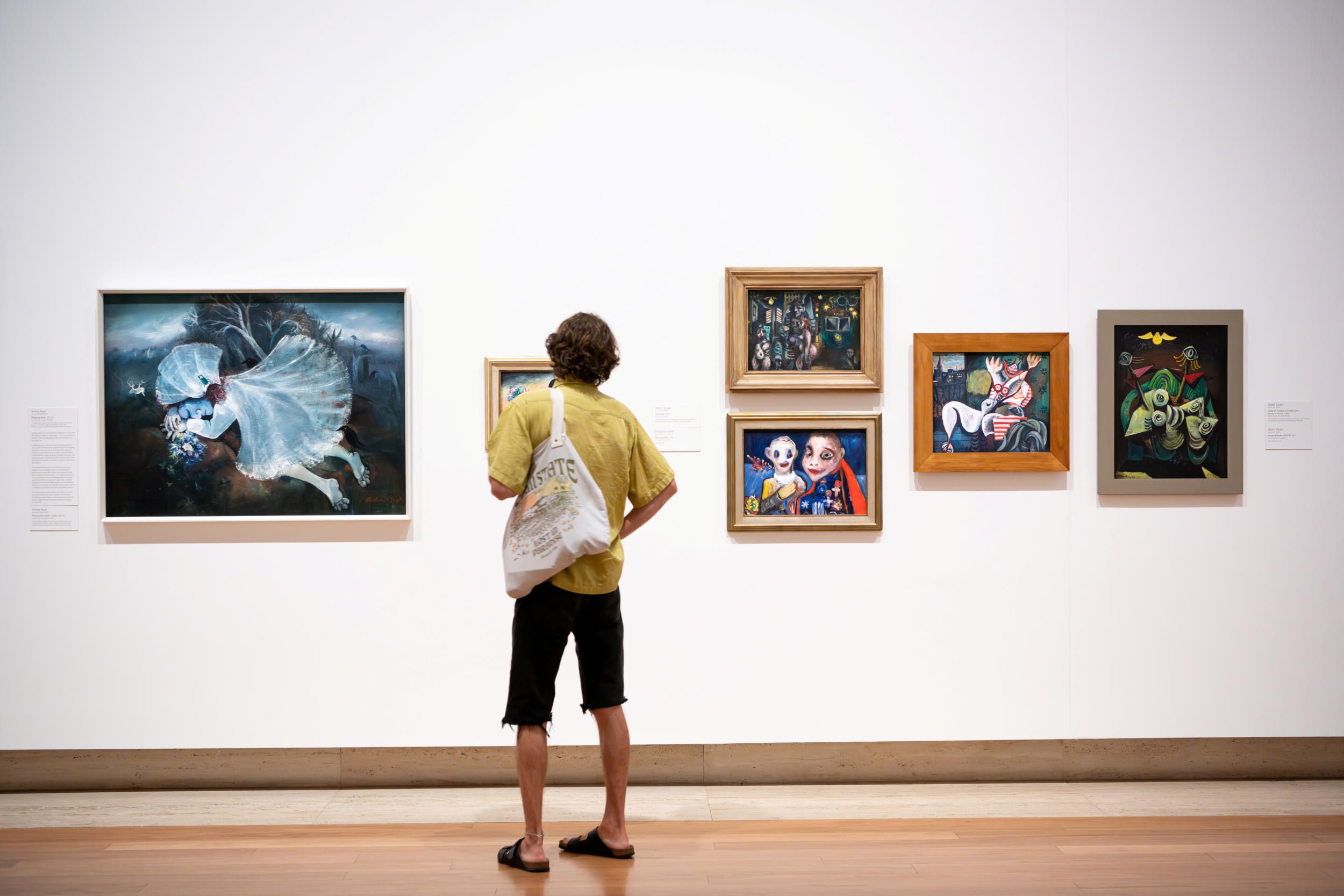 A visitor in the Australian Collection, Queensland Art Gallery Brisbane. Photograph: C Callistemon, QAGOMA.