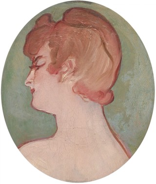 Henri de Toulouse-Lautrec, France 1864–1901 / Tete de fille (Head of a girl) 1892 / Oil on canvas / 27.3 x 23cm (oval) / Purchased 1959 with funds donated by Major Harold de Vahl Rubin / Collection: Queensland Art Gallery | Gallery of Modern Art