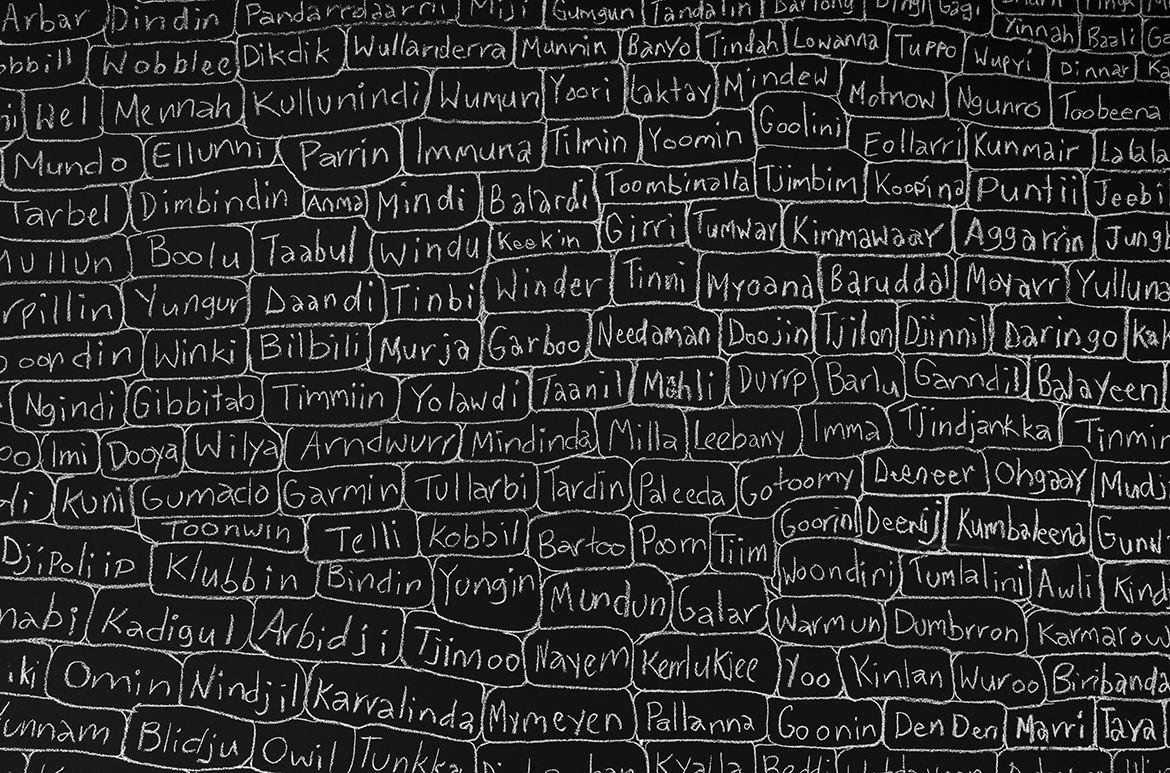 Archie Moore, Kamilaroi/Bigambul peoples, Australia b.1970 / kith and kin (installation view, Australia Pavilion, Venice Biennale) 2024 / Presented to QAGOMA and Tate by Creative Australia on behalf of the Australian Government 2024 / Collection: Queensland Art Gallery | Gallery of Modern Art / © Archie Moore / Photograph: Andrea Rossetti / Image courtesy: The artist and The Commercial, Sydney