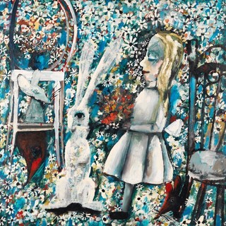 Charles Blackman, Australia 1928-2018 / The Blue Alice 1956-57 / Tempera, oil and household enamel on composition board / 122 x 122cm / Purchased 2000. The Queensland Government’s special Centenary Fund / Collection: Queensland Art Gallery | Gallery of Modern Art / © Charles Blackman/Copyright Agency