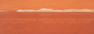 MADDOCK, Bea
Australia b.1934
TERRA SPIRITUS … with a darker shade of pale
1993-98
Incised drawings, worked with hand-ground natural pigments over letterpress
and finished with hand-drawn script
on Magnani paper
ed. 5/5
51 sheets: 28.3 x 76cm (each); title page: 28.3 x 76cm
51 sheets: 28.3 x 76cm (each comp.); title page: 28.3 x 76cm (comp.)
Acc. 1999.116a-yy
Purchased 1999. Queensland Art Gallery Foundation Grant
