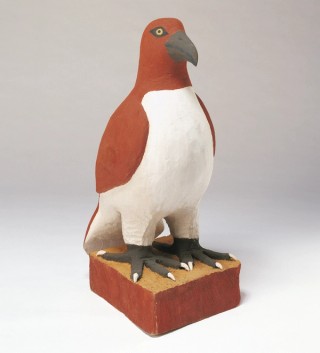 Garry Namponan, Wik-Alkan/Wik-Ngatharr people, Australia b.1960 / Sea eagle 2002 / Carved milkwood with natural pigments / 71 x 27 x 33cm / Commissioned 2002 with funds from the QAG Foundation / Collection: Queensland Art Gallery | Gallery of Modern Art / © Garry Namponan