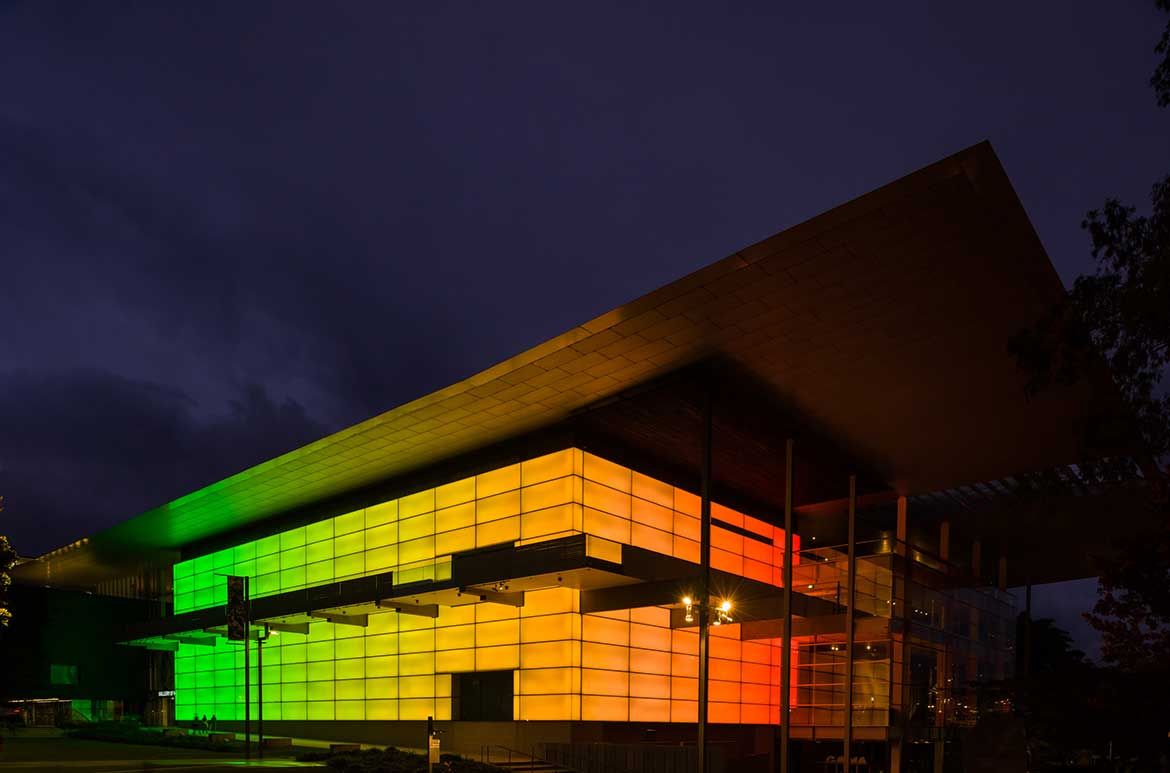 James Turrell, United States, b.1943 / Night Life 2018 / Commissioned 2017 to mark the tenth anniversary of the opening of the Gallery of Modern Art. This project has been realised with generous support from the Queensland Government; Paul, Sue and Kate Taylor; the Neilson Foundation and the QAGOMA Foundation Appeal / Collection: Queensland Art Gallery | Gallery of Modern Art