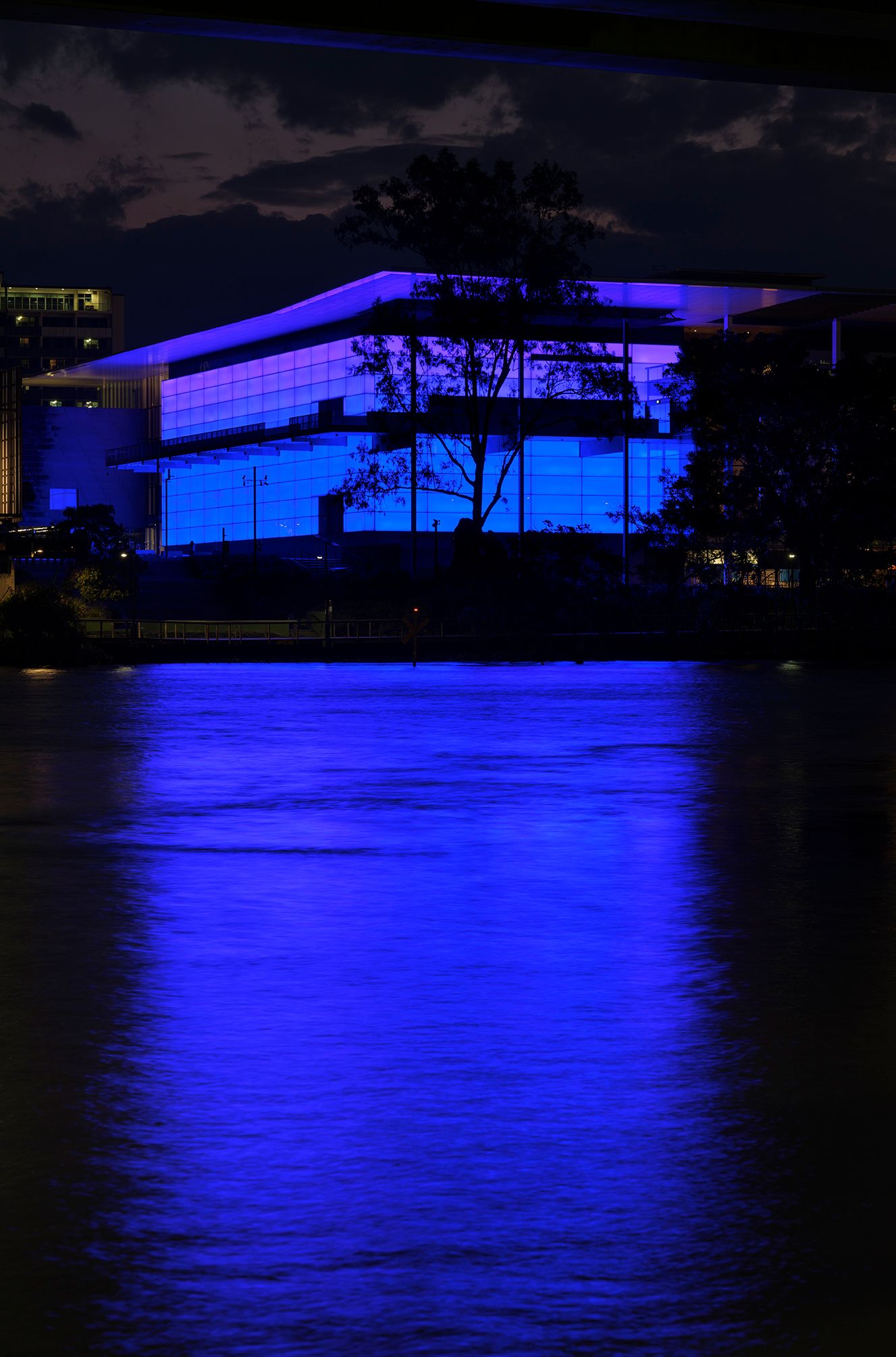 James Turrell, United States b.1943 / Night Life 2018 / Architectural light installation / Commissioned 2017 to mark the 10th anniversary of the opening of the Gallery of Modern Art. This project has been realised with generous support from the Queensland Government; Paul, Sue and Kate Taylor; the Neilson Foundation; and the Queensland Art Gallery | Gallery of Modern Art Foundation Appeal / Collection: Queensland Art Gallery | Gallery of Modern Art / © James Turrell / Photograph: Florian Holzherr