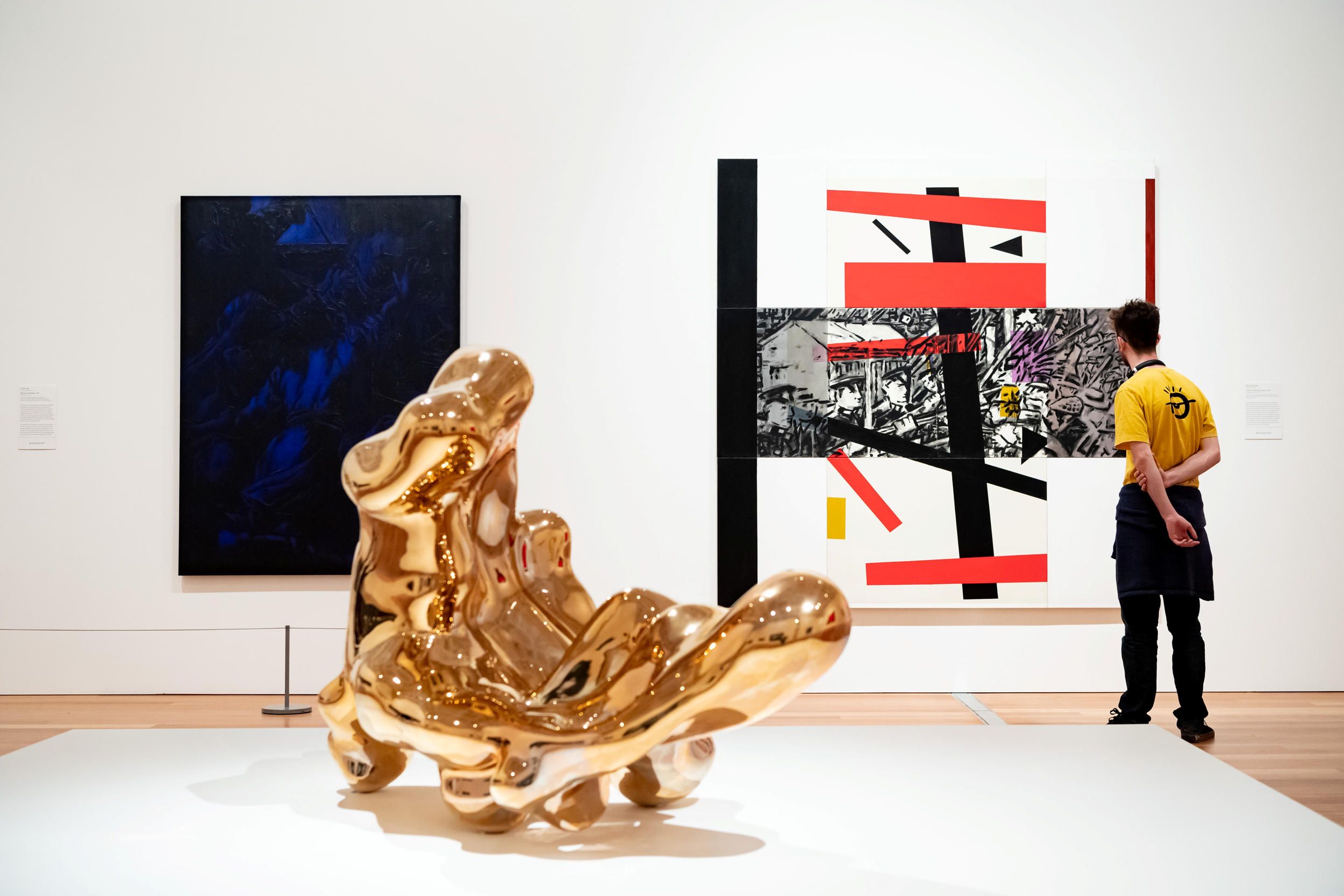 Lindy Lee b.1954 / Left: Without Providence 1988 / Gift of Suzanne Davies and Richard Dunn through the QAGOMA Foundation 2020. Donated through the Australian Government's Cultural Gifts Program / Middle: Unnameable (detail) 2017 / Purchased 2020 with funds from the QAGOMA Foundation and Cathryn Mittelheuser AM / Collection: QAGOMA / © Lindy Lee

Right: Richard Dunn, b.1944 / Untitled (Historical tropes) (detail) 1986 / Gift of Suzanne Davies through the QAGOMA Foundation 2020. Donated through the Australian Government's Cultural Gifts Program / Collection: QAGOMA / © Richard Dunn 