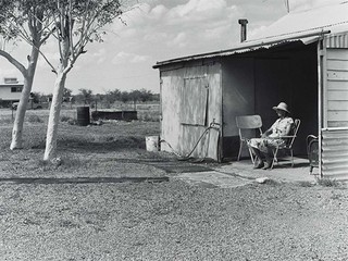 O’MALLEY, Glen
Australia b.1948
18 February 1987, Camooweal – Mrs Steele is in her eighties and has worked as a drover for most of her life (from ‘Journeys north’ portfolio)
1987
Gelatin silver photograph
on paper
50.8 x 60.6cm
41 x 54.5cm (comp.)
Acc. 1987.169.014
Purchased 1987 with the financial assistance of the Australian Bicentennial Authority to commemorate Australia’s Bicentenary in 1988