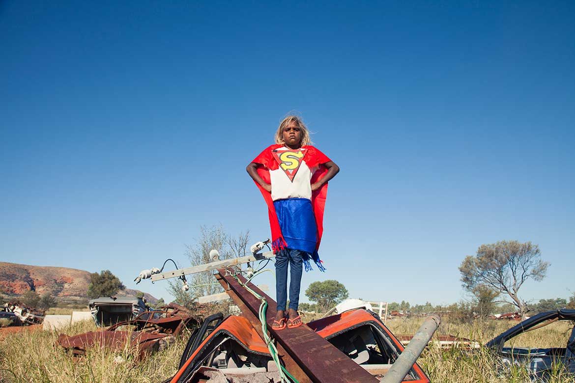 Tony Albert, Girramay/Yidinji/Kuku/Yalanji peoples b.1981 / Warakurna Superheroes #6 2017 / Courtesy: Tony Albert