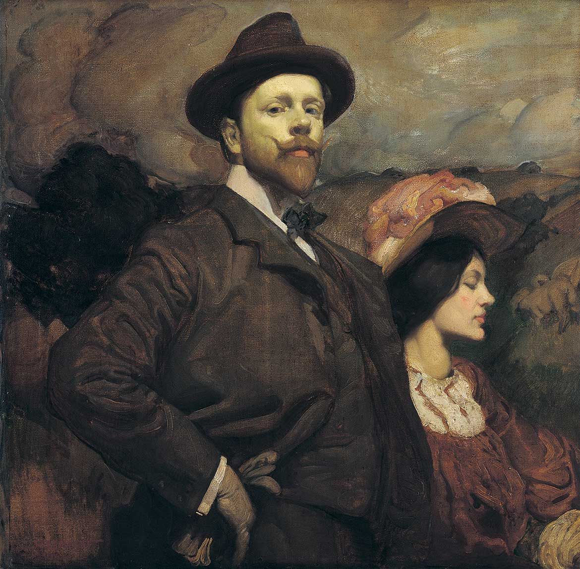 George W Lambert, Australia/England 1873-1930 / The artist and his wife 1904 / Oil on canvas / 81.2 x 81.5cm / Purchased 1965 / Collection: Queensland Art Gallery | Gallery of Modern Art