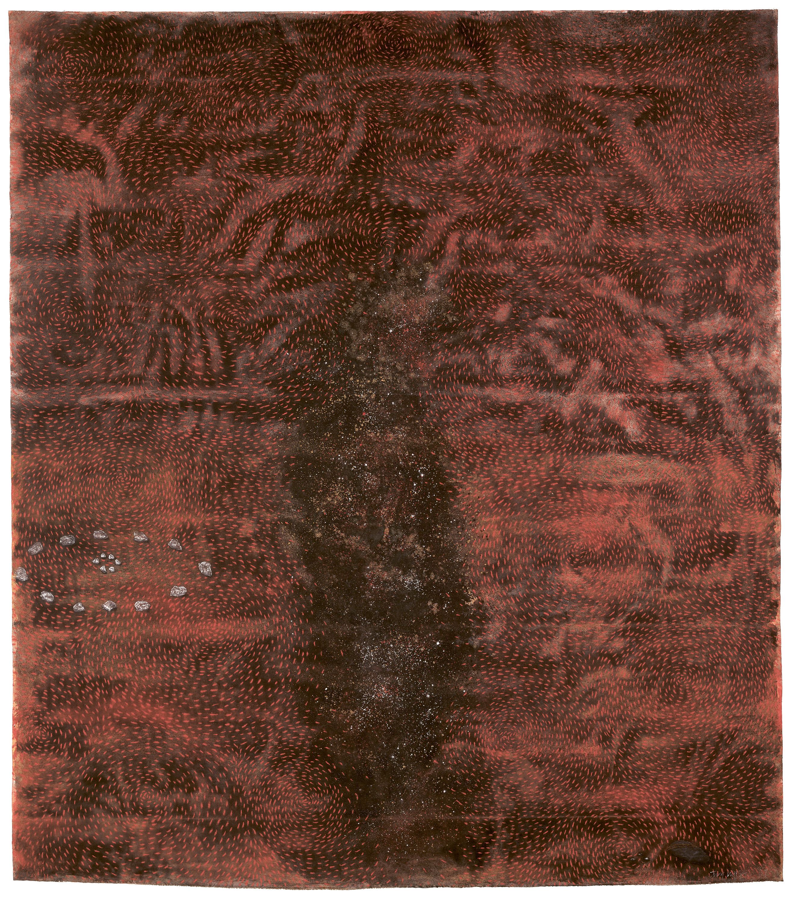 Judy Watson / Waanyi people / Australia b.1959 / sacred ground beating heart 1989 / Natural pigments and pastel on canvas / 215 x 190cm / Purchased 1990. The 1990 Moët & Chandon Art Acquisition Fund / Collection: Queensland Art Gallery | Gallery of Modern Art