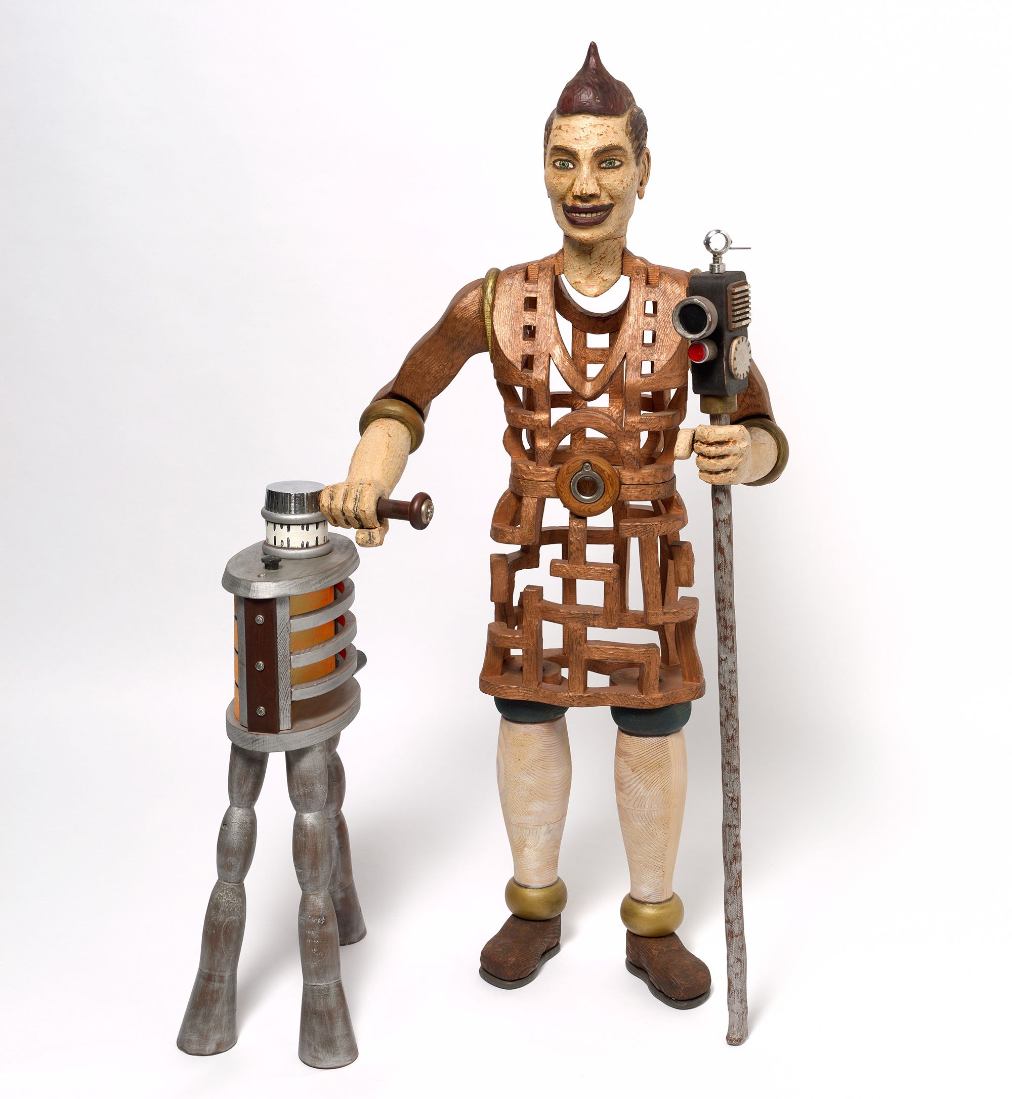 Stephen Killick, Australia b.1947 / Small figure making and recording History 1991 / Wood, paint, metal and plastic / 124 x 73 x 42cm / Purchased 1992. Queensland Art Gallery Foundation / Collection: Queensland Art Gallery | Gallery of Modern Art / © Stephen Killick/Copyright Agency