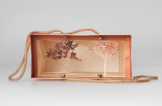 Yuken Teruya, Japan b.1973 / Notice - Forest 2006 / Paper and glue / a: 12.5 x 25 x 34cm (without handles); 12.5 x 25 x 60cm (with handles); b: 10.2 x 21.8 x 29.5cm (without handles); 10.2 x 21.8 x 35.5cm (with handles); c: 12 x 23.9 x 35cm (without handles); 12 x 23.9 x 45cm (with handles); d: 12 x 20 x 26.2cm (without handles); 12 x 20 x 37.3cm (with handles); e: 12.3 x 25.3 x 33cm (without handles); 12.3 x 25.3 x 42cm (with handles) / © Yuken Teruya