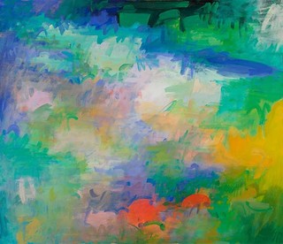 FULLBROOK, Sam Australia b.1922 d.2004 Poincianas 1971 Oil on canvas 116.7 x 124.5cm Acc. 1:1246 Purchased 1972 with the assistance of an Australian Government Grant through the Visual Arts Board of the Australia Council Polarised lights, polarised camera