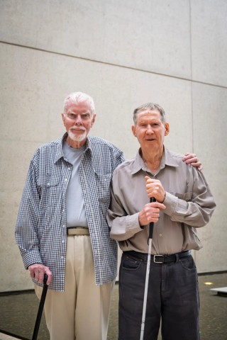 Friends John and Terry in the Watermall, QAG, April 2026 / Photograph: N Umek © QAGOMA